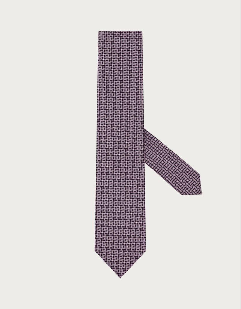 Pink silk jacquard tie with a micro pattern