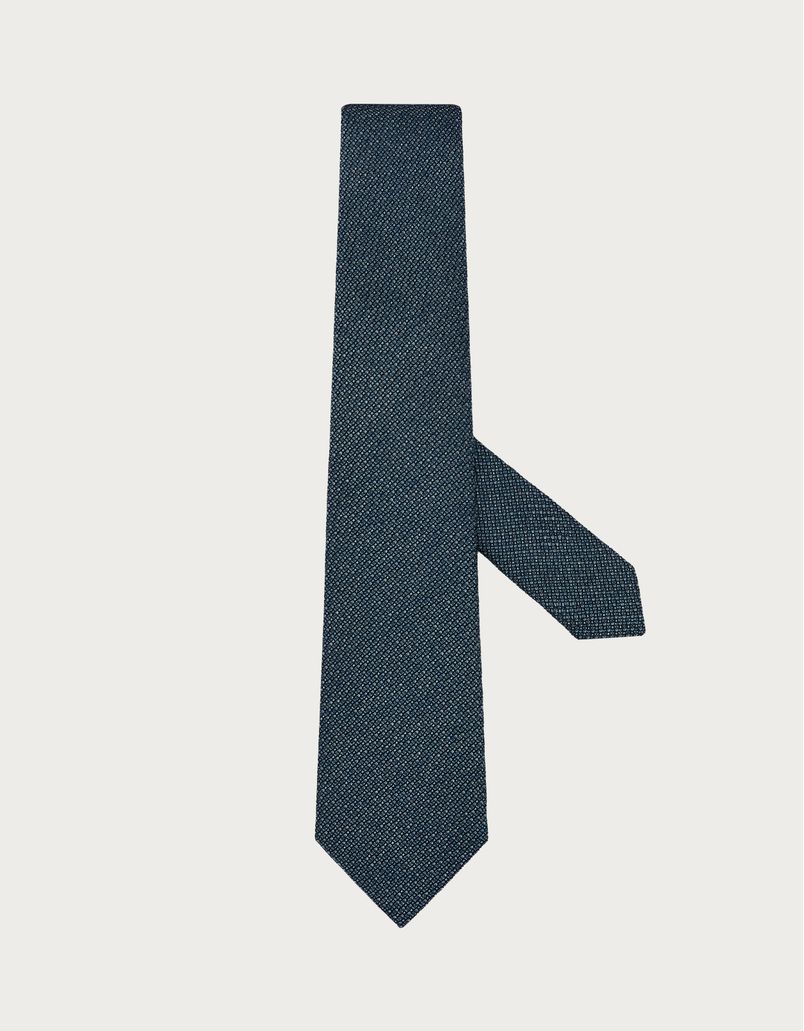 Light blue silk jacquard three-fold tie
