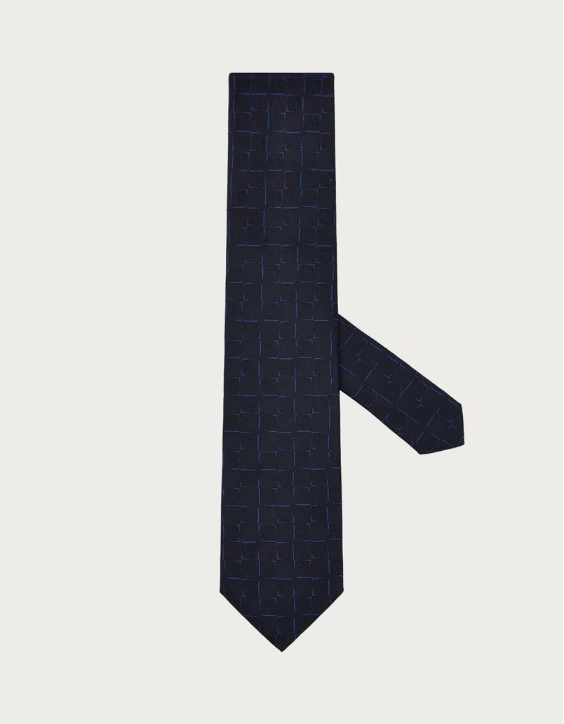 Blue patterned silk jacquard tie