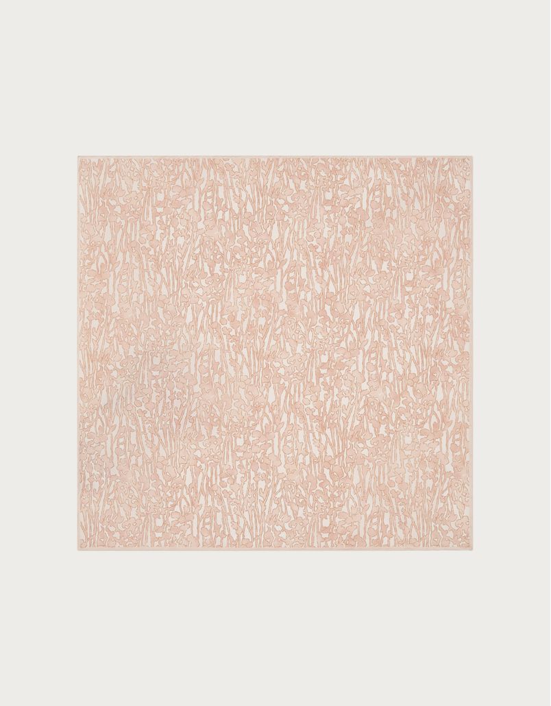 Pink silk pocket square with a botanical print