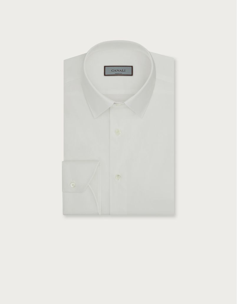 Regular fit shirt in white stretch cotton