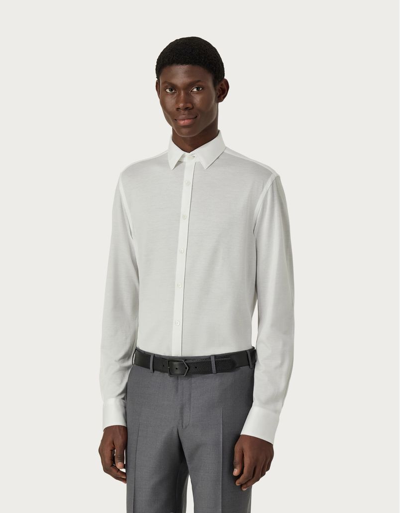 Regular fit shirt in white stretch cotton