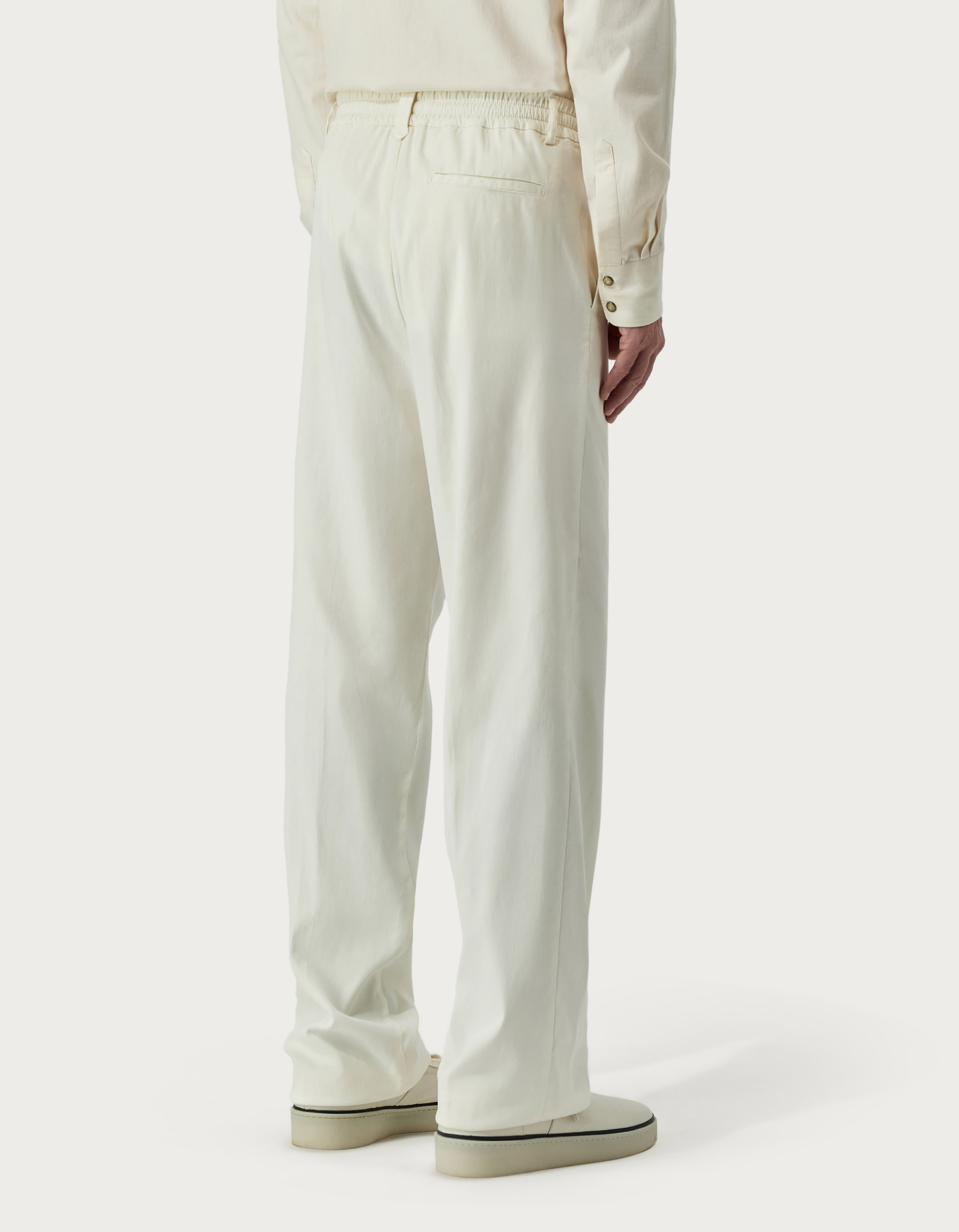 Men's Relaxed Fit White Cotton Chino Pants - Canali INTL Men's Relaxed Fit White Cotton Chino Pants - Canali INTL