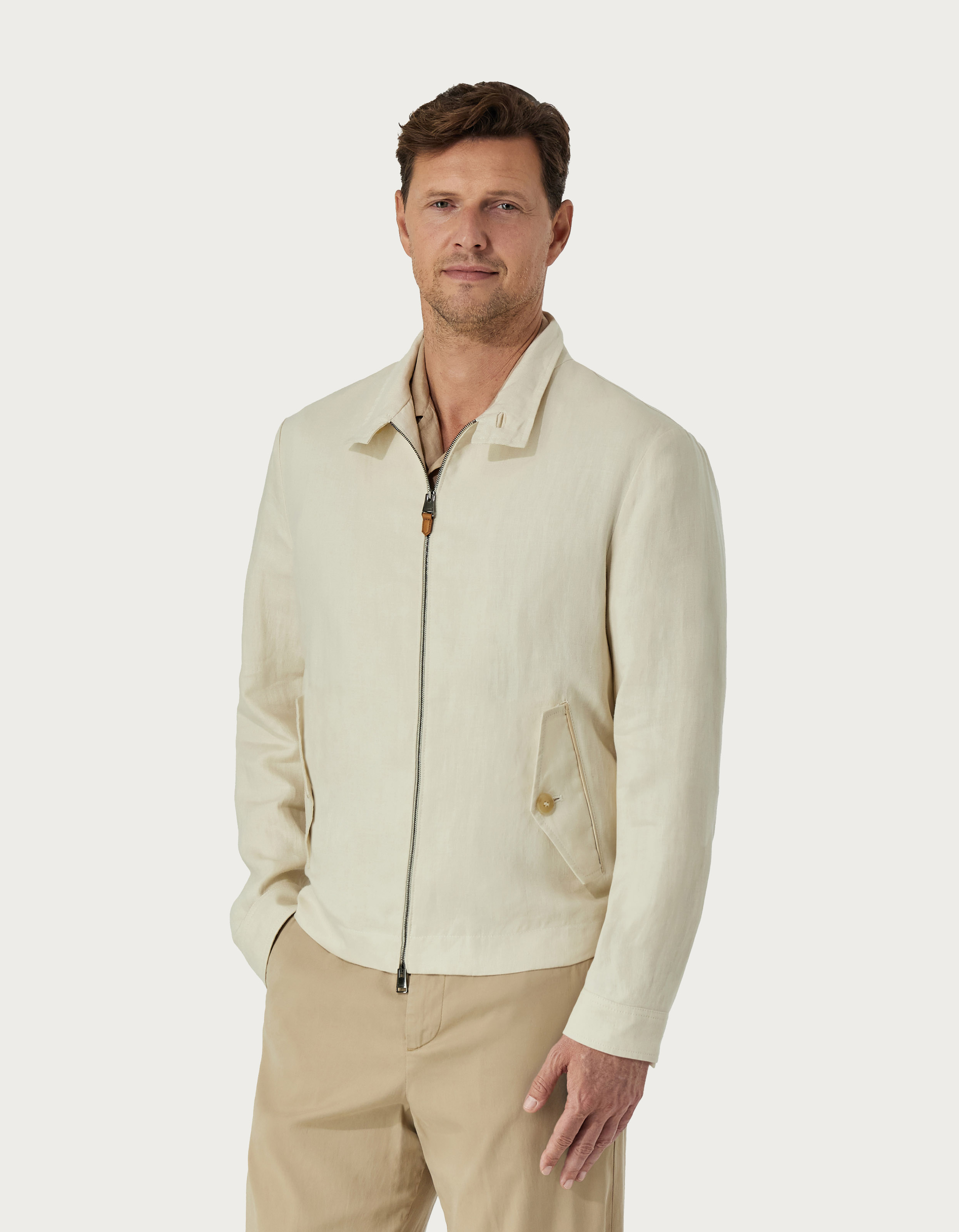 Elegant men's jacket in white linen - Canali EU Elegant men's jacket in white linen - Canali EU