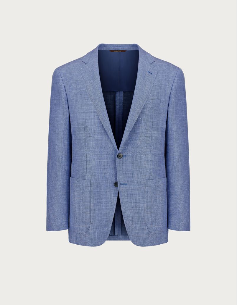 Light blue Kei blazer in wool, silk and linen