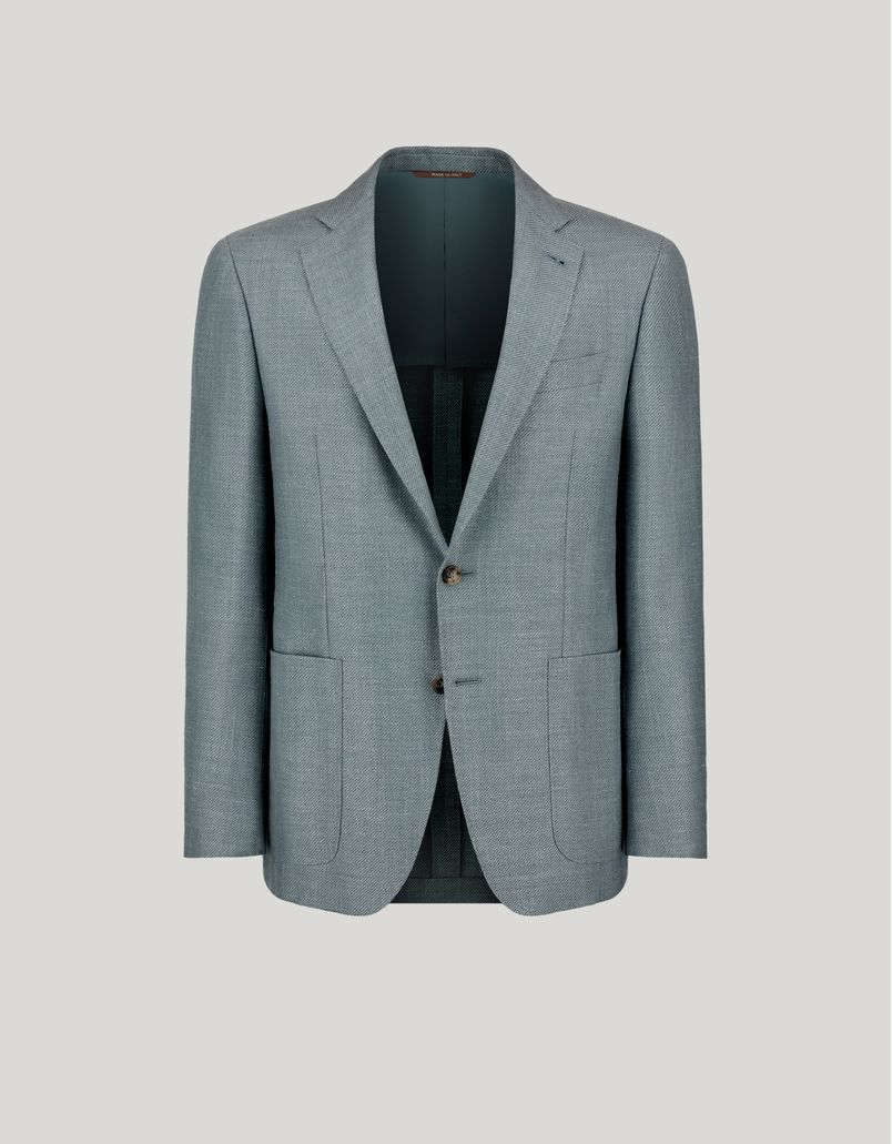 Veste Kei verte en laine, soie et lin