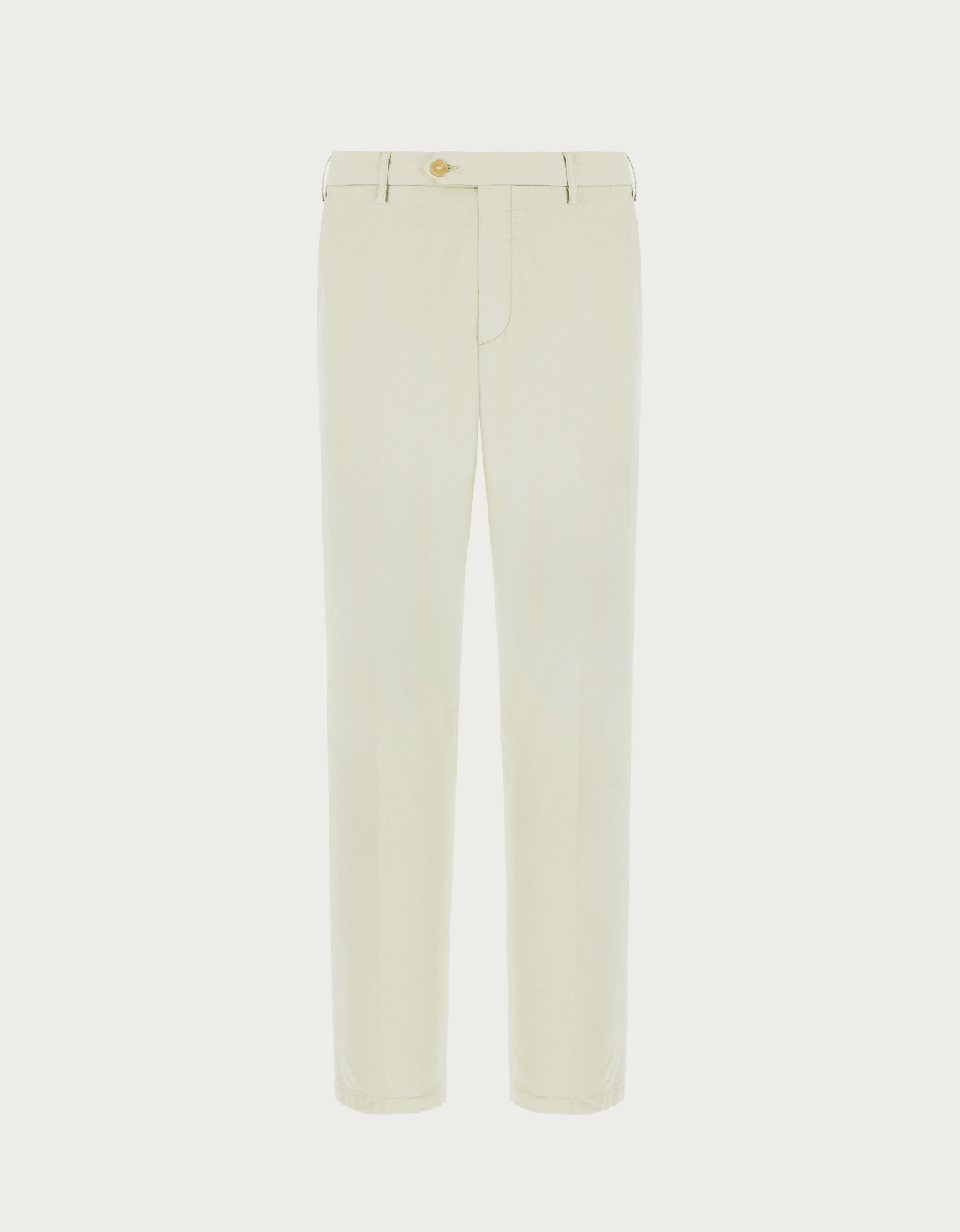 Men's chino pants in white cotton and silk twill - Canali EU Men's chino pants in white cotton and silk twill - Canali EU