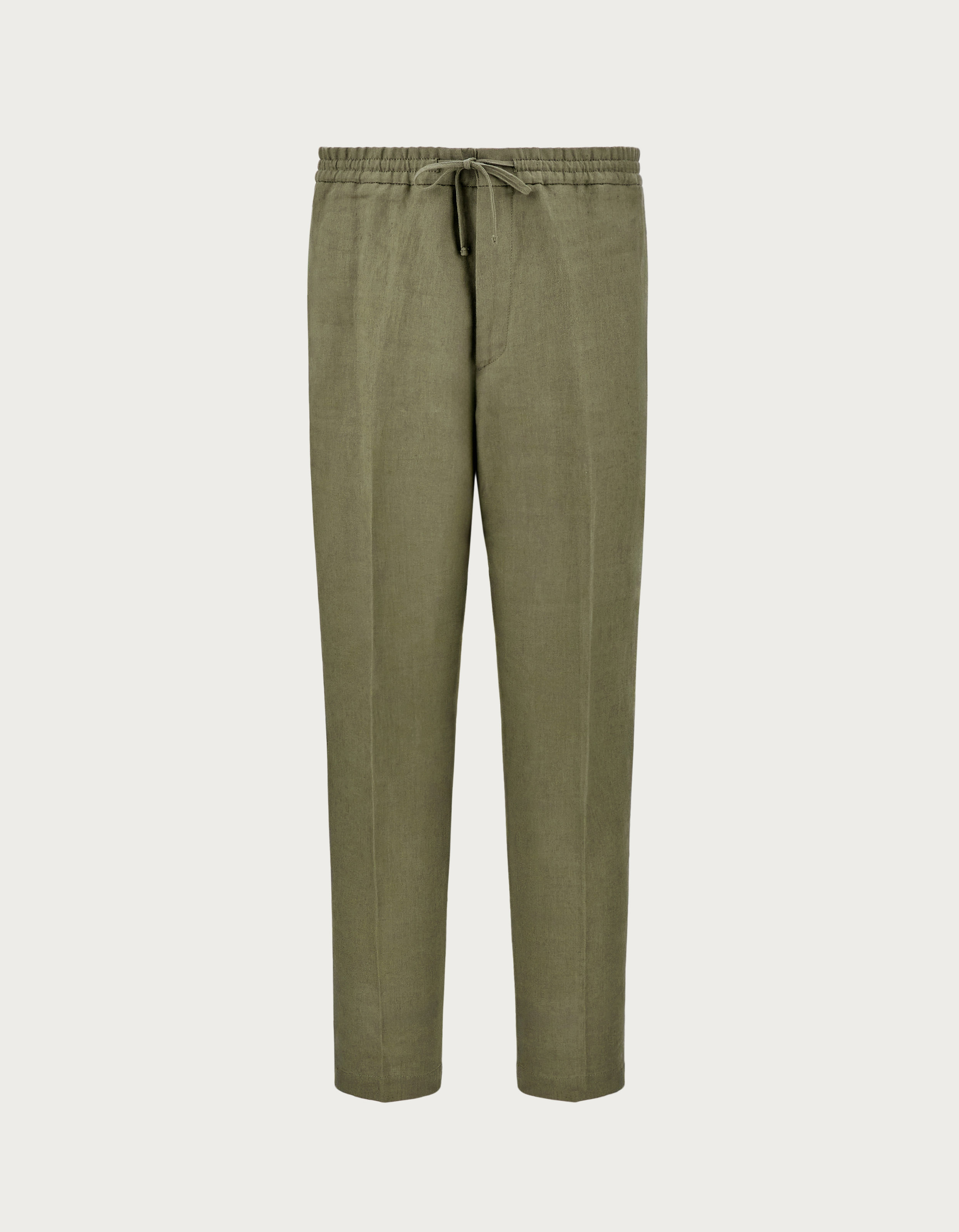 Men's Sage Green Linen Chinos With Drawstring - Canali EU