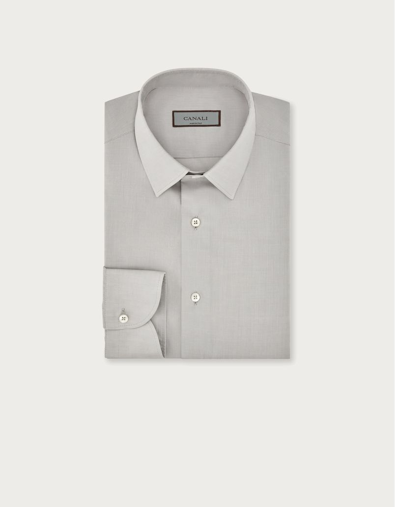 Canali Nuvola灰色棉质修身衬衫