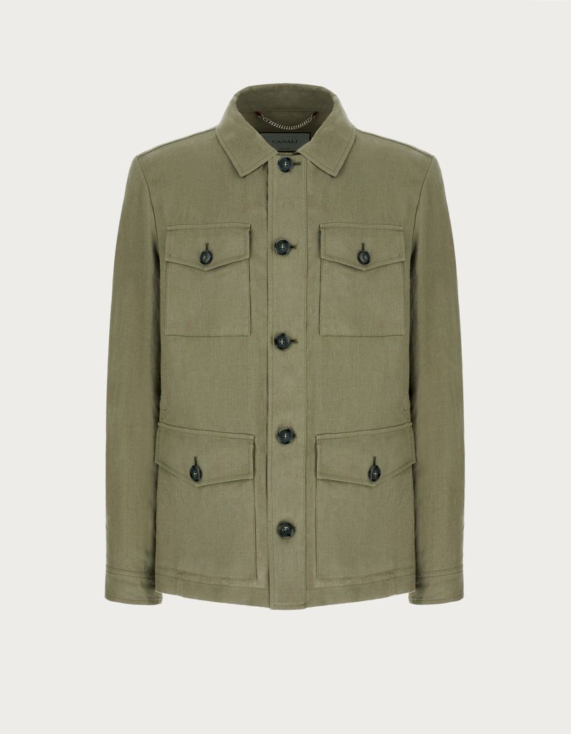 Green linen men's jacket - Canali INTL Green linen men's jacket - Canali INTL