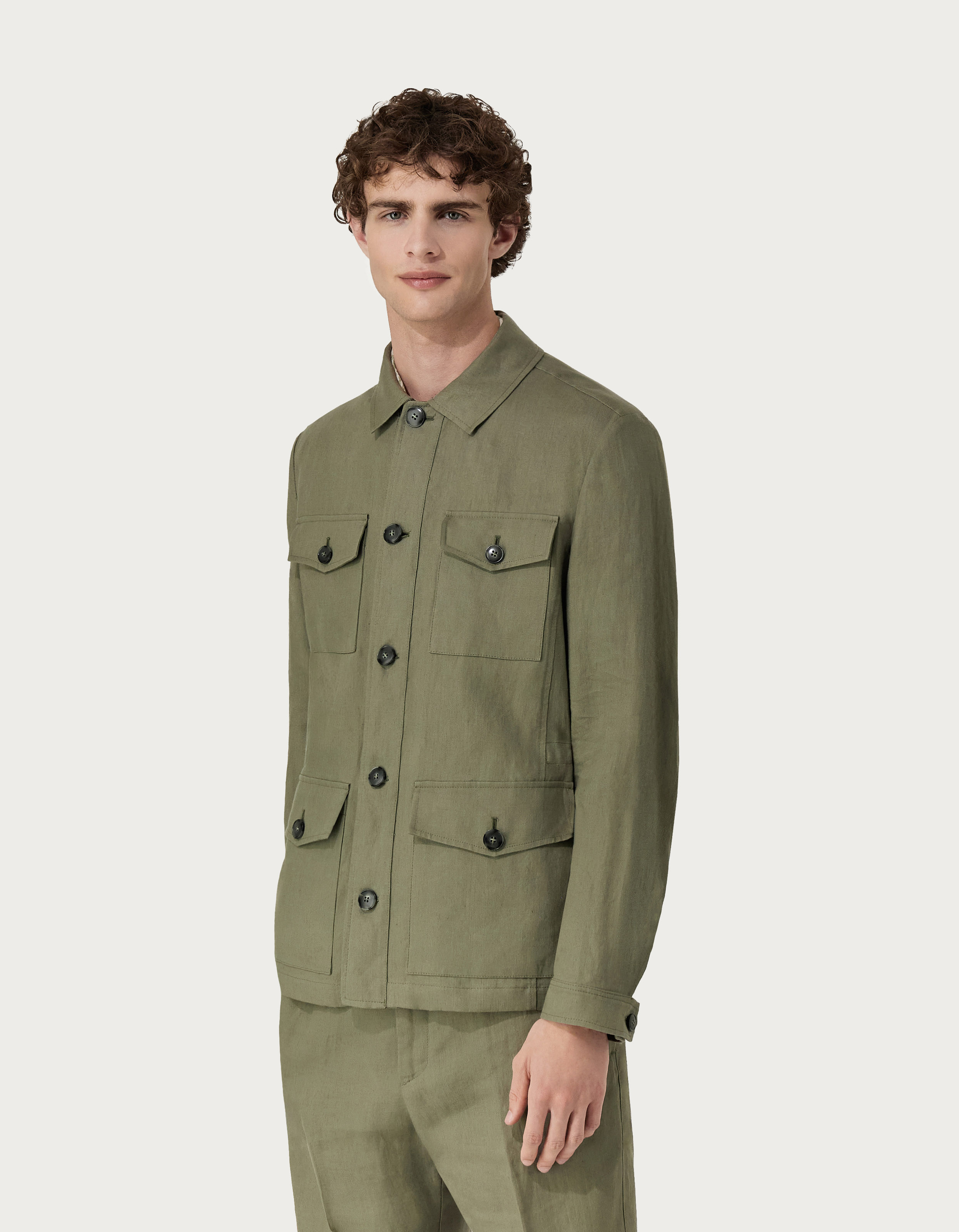 Green linen men's jacket - Canali INTL Green linen men's jacket - Canali INTL