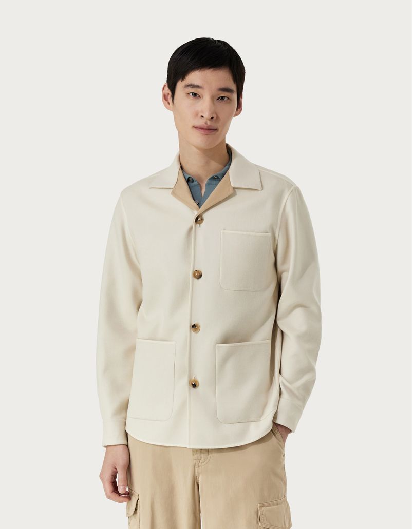 Shirt jacket in cream Double wool