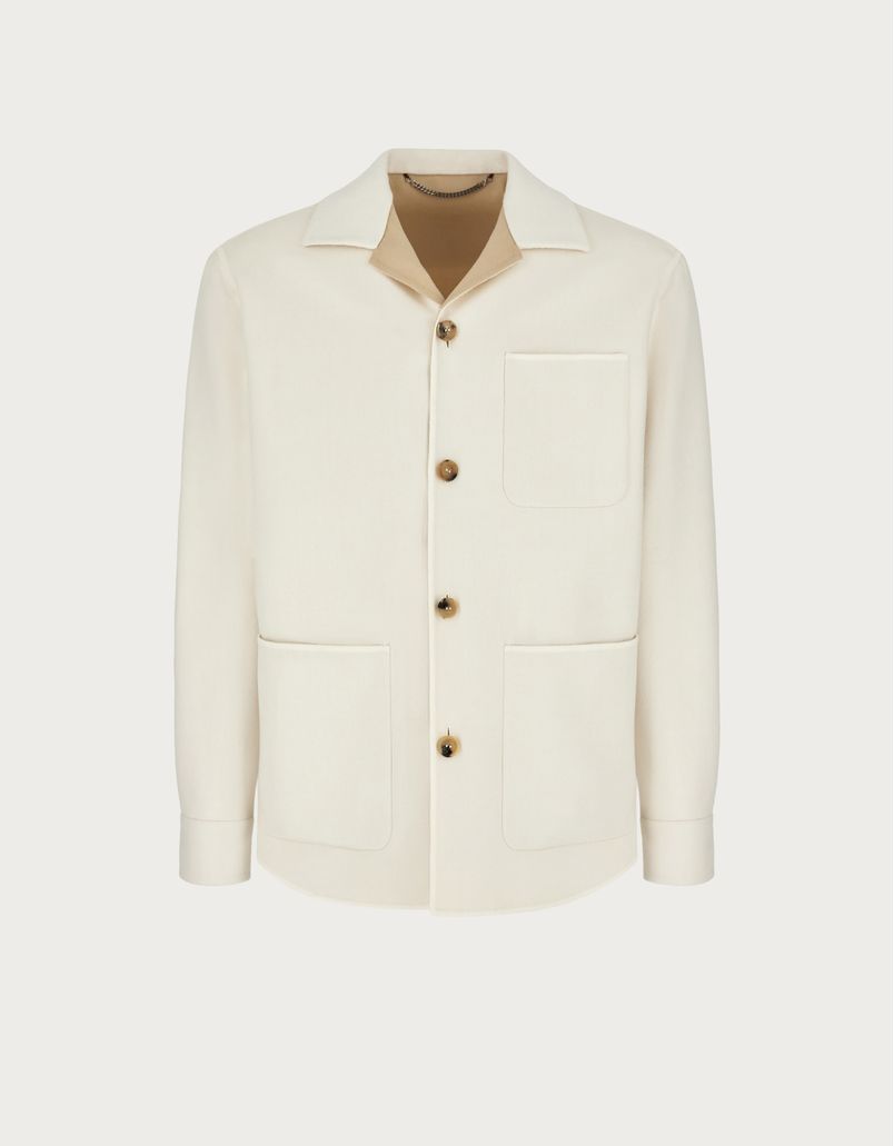 Shirt jacket in cream Double wool