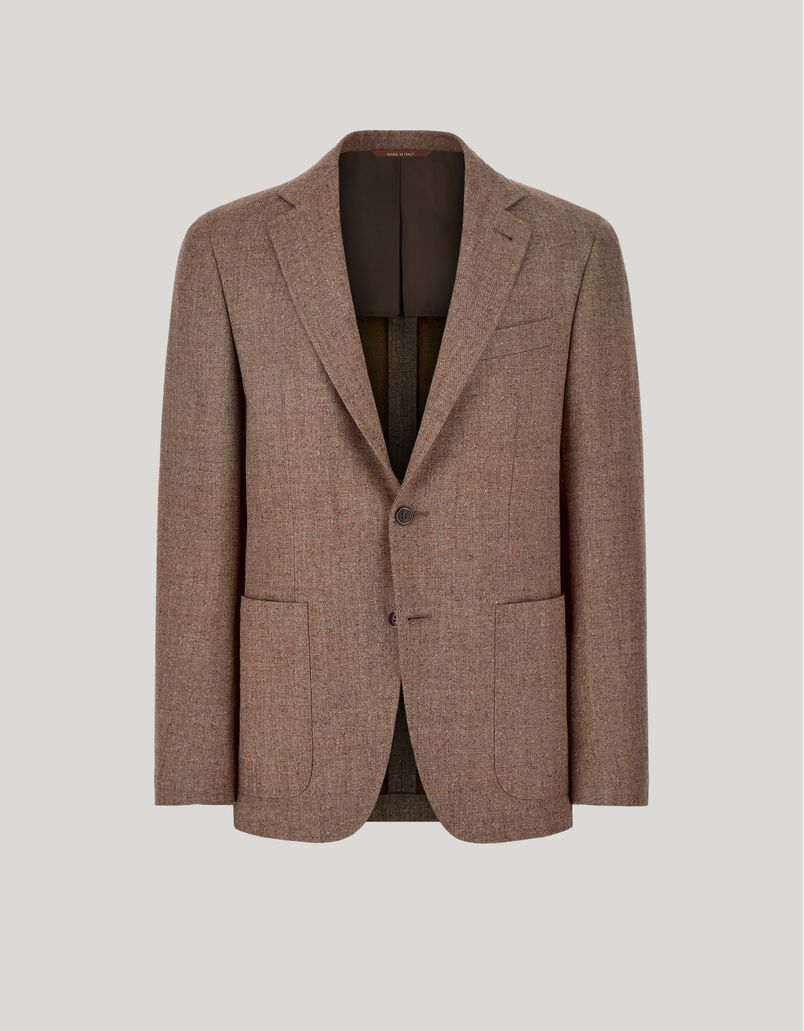 Brown Kei modern-fit jacket in pure wool