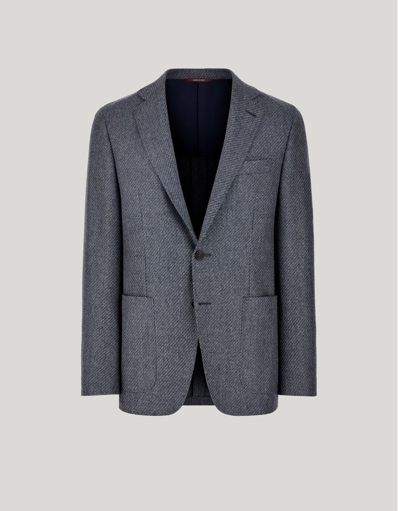 Kei Light Blue Modern Fit Jacket in Pure Wool